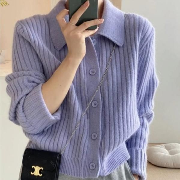 파스텔 카라 가디건