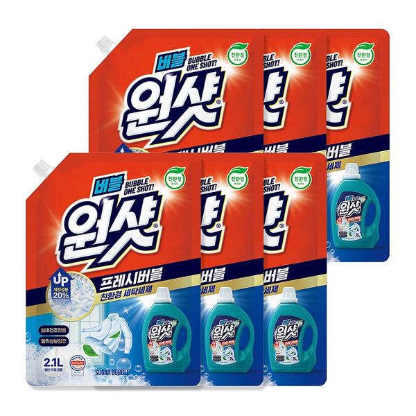 슈가버블원샷프레쉬버블친환경세제2.1L x 6 세탁세제