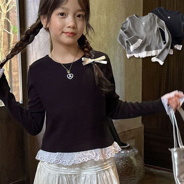 미니링하뚜 여아동 긴팔 레이스 골지티셔츠 205934