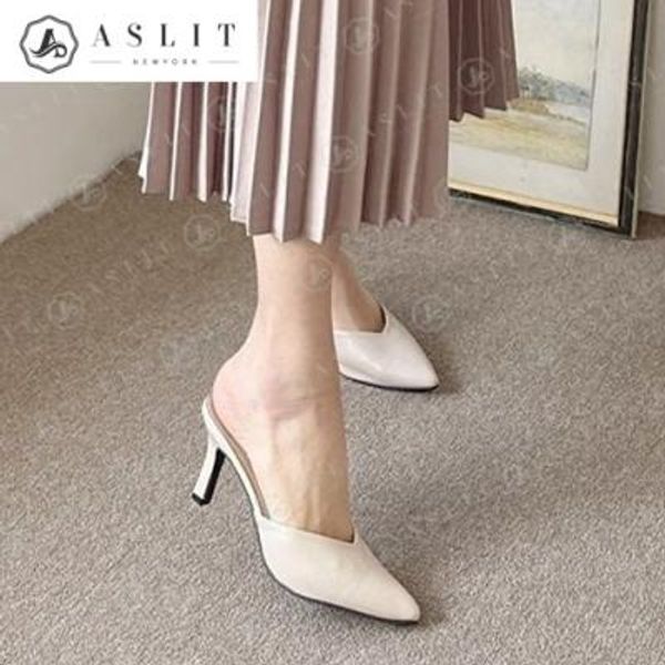 [애슬릿]스틸레토 여성 심플 하이 힐 뮬 슬리퍼 7cm