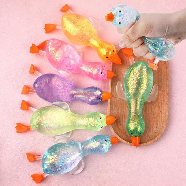 반짝이 펄 투명 오리 말랑이 인형 점토 볼 슬라임 공