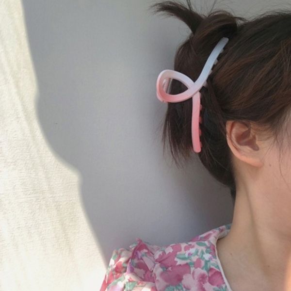 핑크 사각 꼬임 웨이브 헤어 집게핀 고정핀 헤어집게