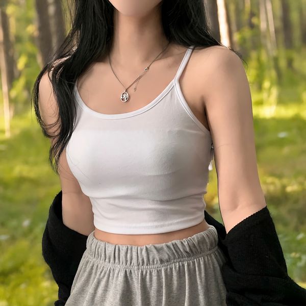 여성 캐미솔 나시 솔리드 숏 크롭 민소매 섹시