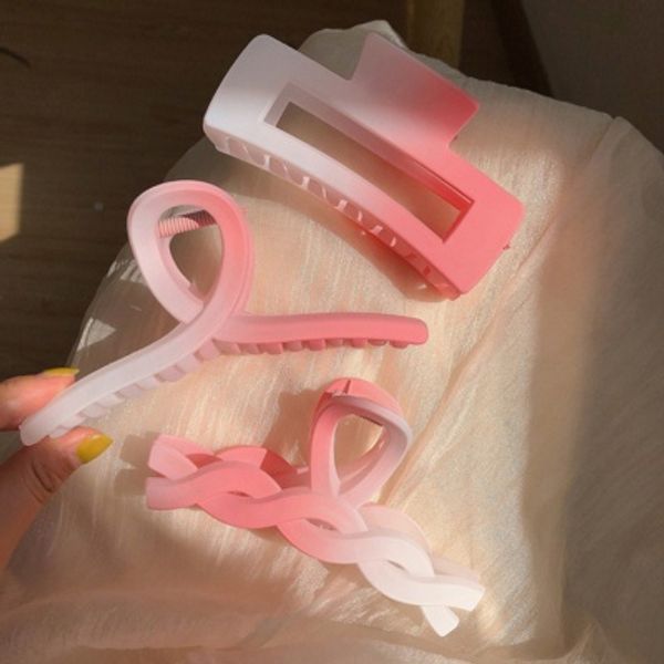 핑크 사각 꼬임 웨이브 헤어 집게핀 고정핀 헤어집게