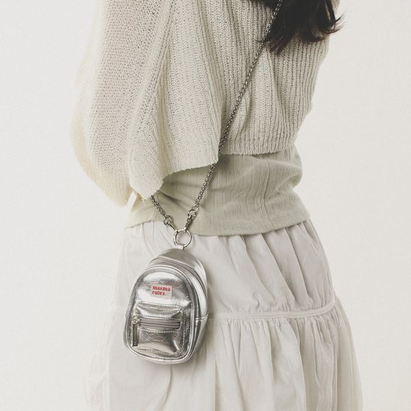 mama leather miniature chain cross bag _ Silver