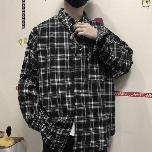 남성 체크셔츠 캐주얼남방 오버핏룩