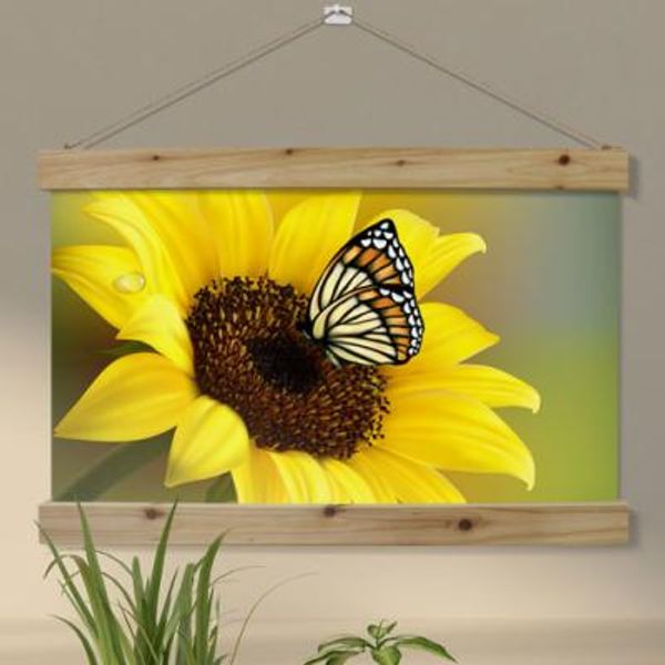 pk564-우드스크롤_60CmX40Cm-나비와해바라기