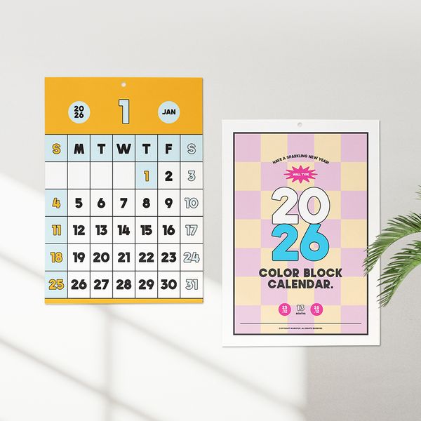 2026년 모모팝 컬러블록 벽걸이 달력 2026 캘린더 A3