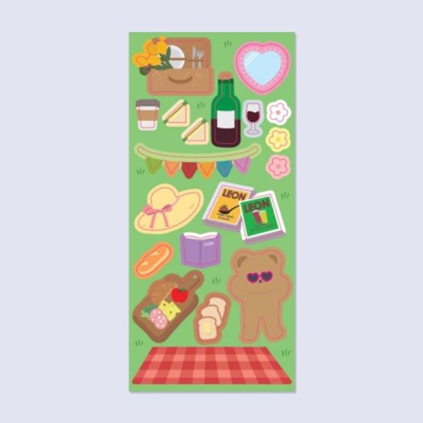 피크닉 곰돌이 홀로그램 씰스티커