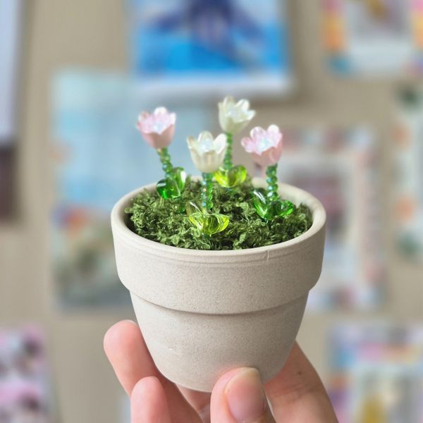튤립 비즈 식물 화분 만들기 DIY 키트 세트 공예 재료