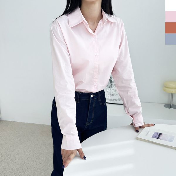 여자 사계절템 베이직 긴팔 셔츠 여성 캐주얼 데일리