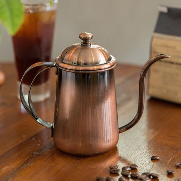 황동 스텐 핸드드립 뚜껑 주전자 600ml 커피(WB49A53)
