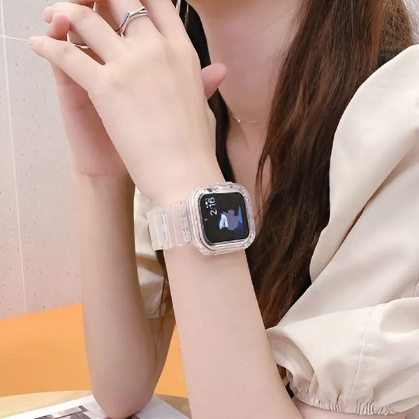 애플워치 투명 스트랩 밴드 메달 방수 실리콘 케이스