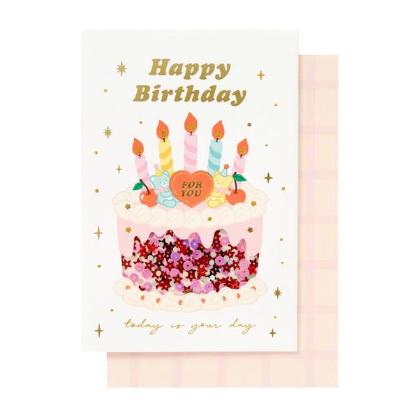 아트박스 생일 케이크 스팽글 카드