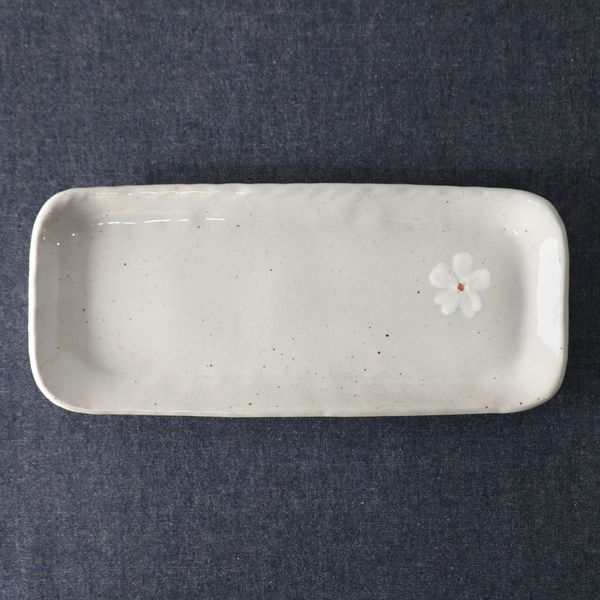 꽃 고백자 국산 도자기 직사각 생선접시 3size 택1
