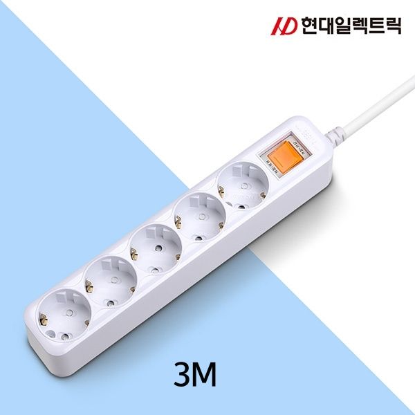 현대일렉트릭 국산 멀티탭 HM16-53 5구/16A/접지 3M