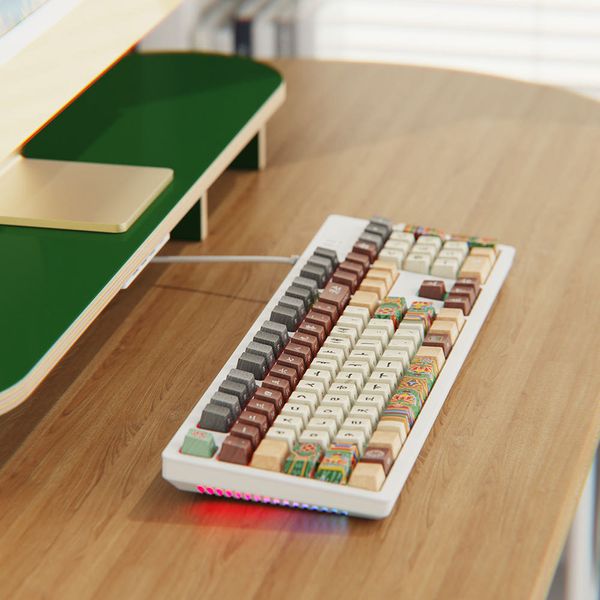 시이닷 화이트 단청 유선 LED 기계식 키보드