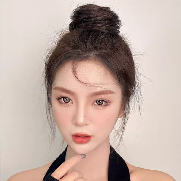 [언니네 가발] 똥머리 집게핀(생머리) (브라운)