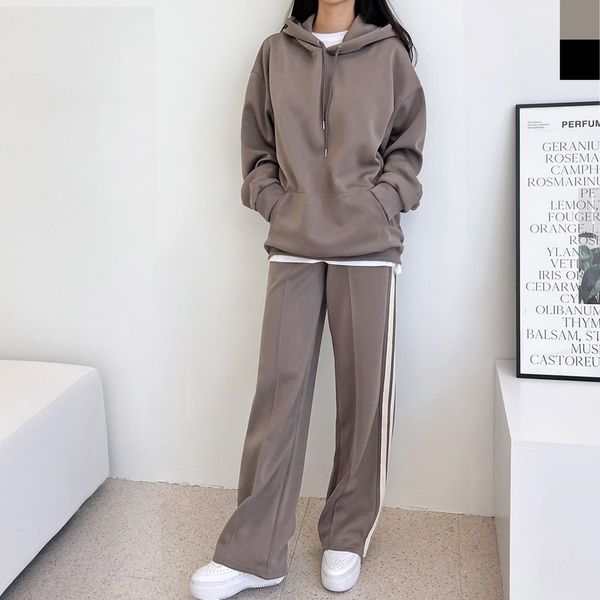여자 빅사이즈 오버핏 커플 후드티 테잎 라인 트랙