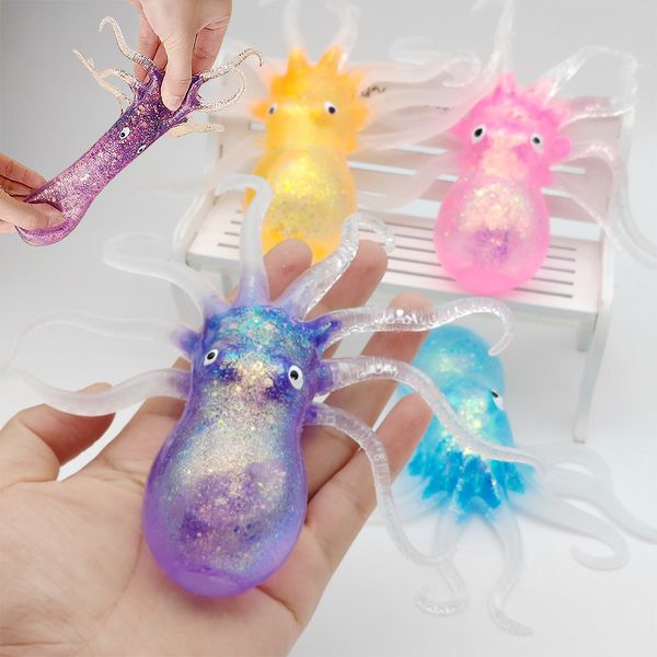 반짝이 문어 말랑이 모찌 슬라임 스퀴시 찐득볼 토이