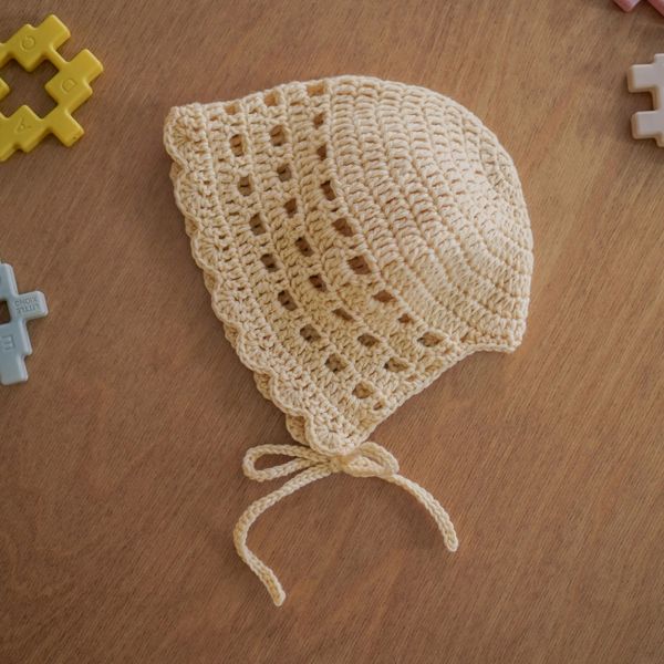 겨울꽃 아기보넷 - 메리노울 DIY 손뜨개 태교 키트 