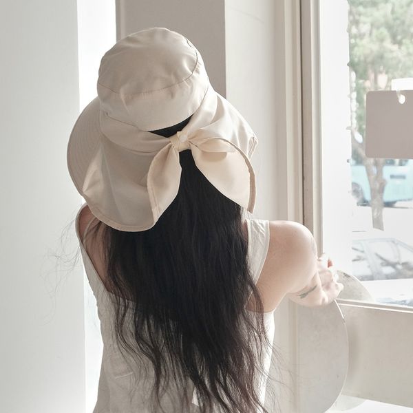 와이드 챙 턱 끈 벙거지 썬캡 바캉스 모자