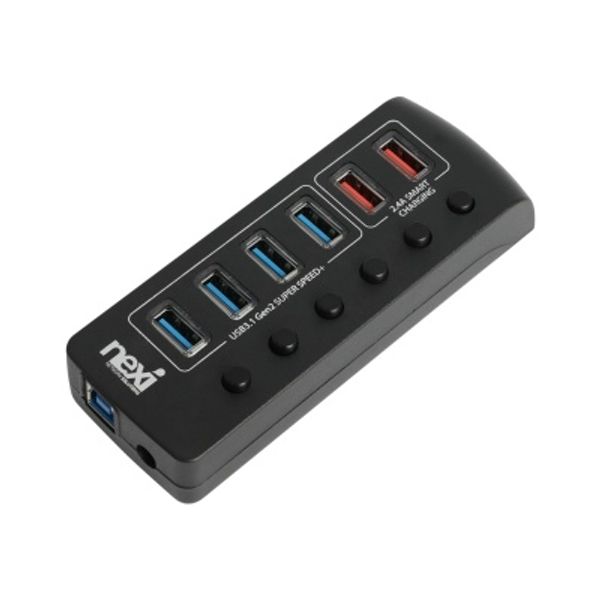(NEXI) USB3.1 4포트+충전 2포트 유전원허브 (NX1234)