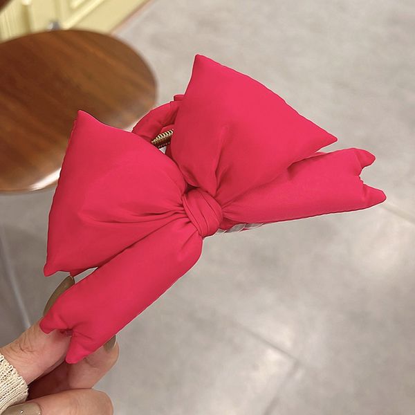 귀여운 볼륨 패딩 왕리본 클립 집게핀 데일리 헤어 삔