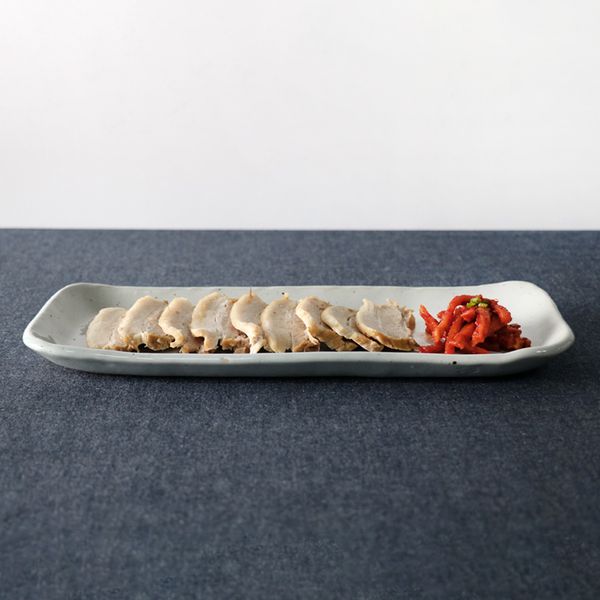 꽃 고백자 국산 도자기 직사각 생선접시 3size 택1