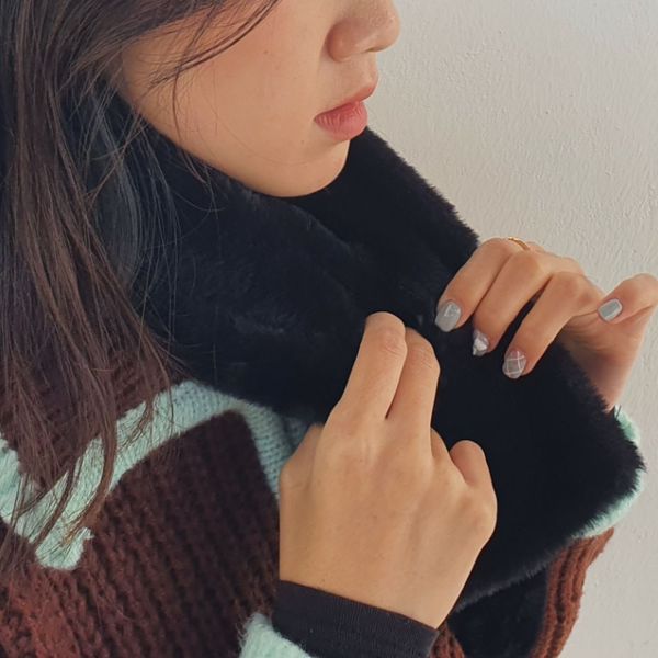 페이크퍼 미니 목도리 머플러 블랙(WFJ0RYE)