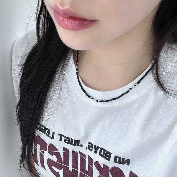 실버 포인트 비즈 목걸이 2color