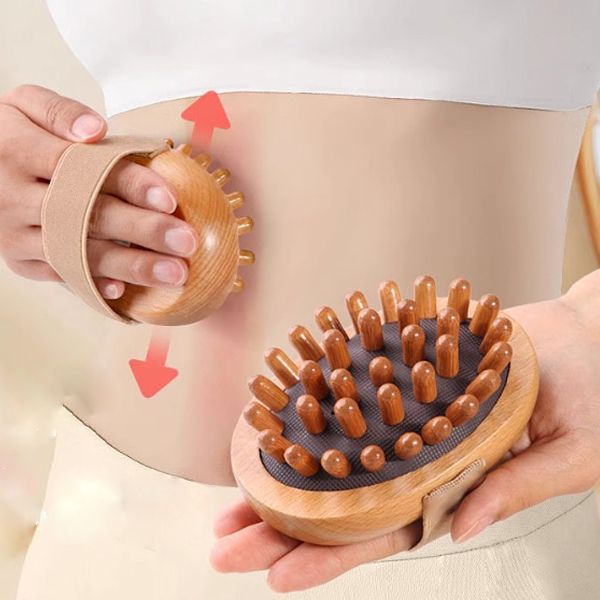 세란 원목 나무 경락 마사지 두피 브러시