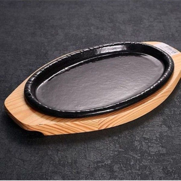 코팅 주물팬 타원 무쇠팬 콘치즈 스테이크팬 23.3cm