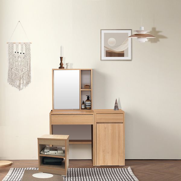 화사한 60cm 수납거울 화장대 스툴포함 U322R(착불)