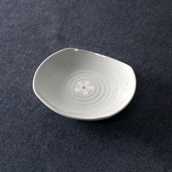 꽃 고백자 국산 도자기 둥근 사각접시 4size 택1 