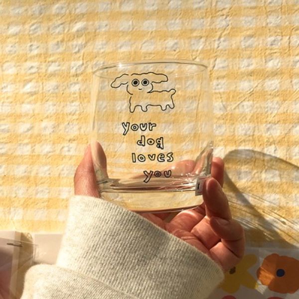 푸들이 디자인 유리컵