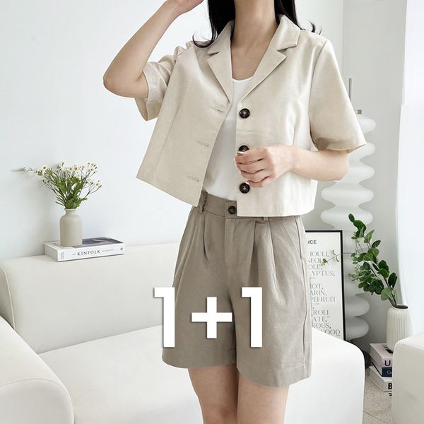 [1+1] 골피아 여자 베이직 코튼 치노 핀턱 반바지