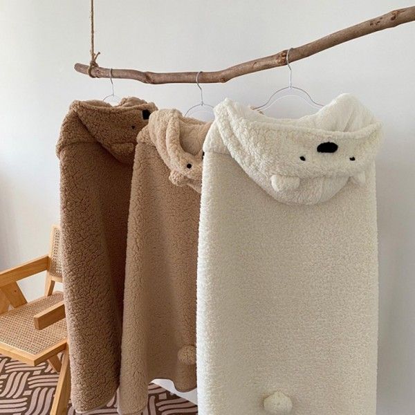곰돌이 후드 담요 곰 캐릭터 모자담요
