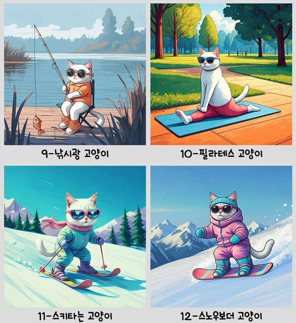 팝아트 고양이 그림 겨울 인테리어 액자 아이방 중형