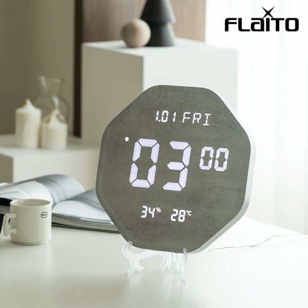 플라이토 루나 헥사곤 LED 벽시계 29.5cm JS-i76