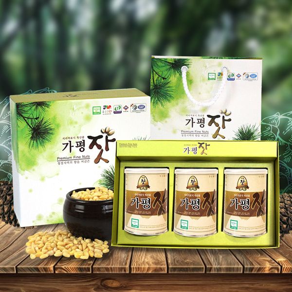 [산들만찬] 사계절푸른 유기농 가평잣 140gx3캔