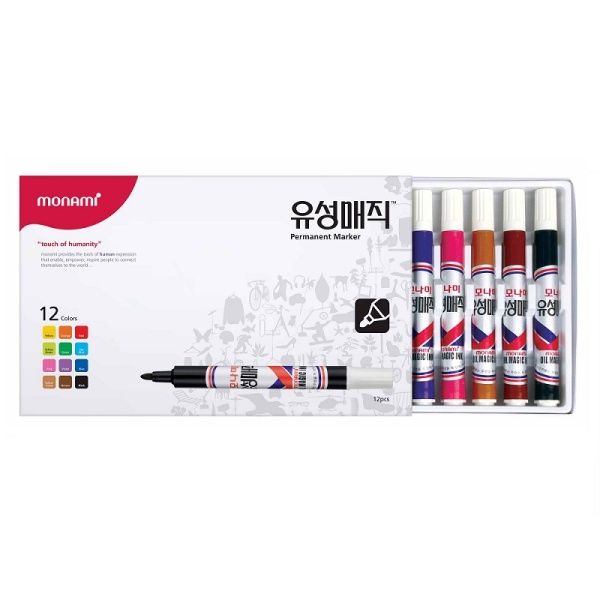 모나미 1.5mm 유성매직/마카-둥근닙 12색 Set