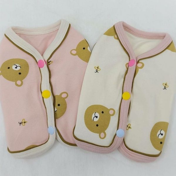 강아지 삼색버튼 곰돌이 조끼 2XL 1P 잠옷 외출복[WD0