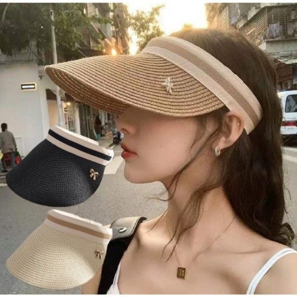 여성 여름 라탄 밀짚 썬캡 모자