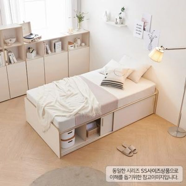 C3611 무헤드 슬라이딩 빅수납 침대 Q (매트미포함)