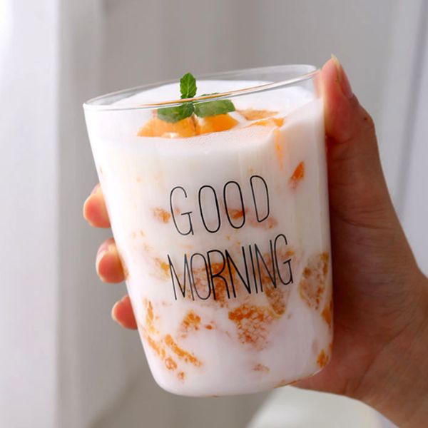 [로하티] 굿모닝 투명 유리컵(350ml)
