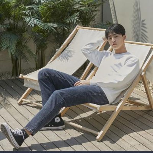 버튼 인밴딩 워싱진(딥인디고) 청바지