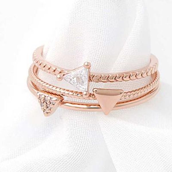 Mujer bonita Rings 클라리타 로즈골드 3종세트