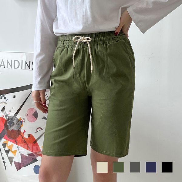 루베나 5부 스판 밴딩 마바지 여성 데일리 팬츠