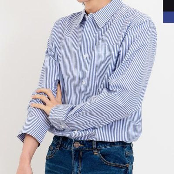 JMM 574 남자잔스트라이프면남방